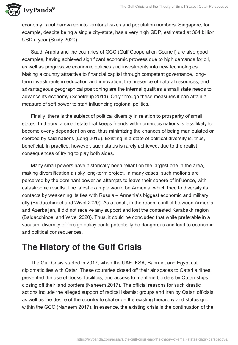 The Gulf Crisis and the Theory of Small States: Qatar Perspective. Page 3