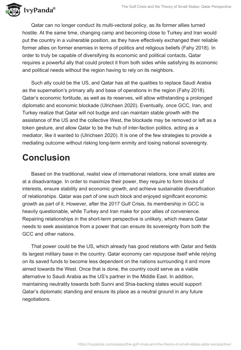 The Gulf Crisis and the Theory of Small States: Qatar Perspective. Page 5