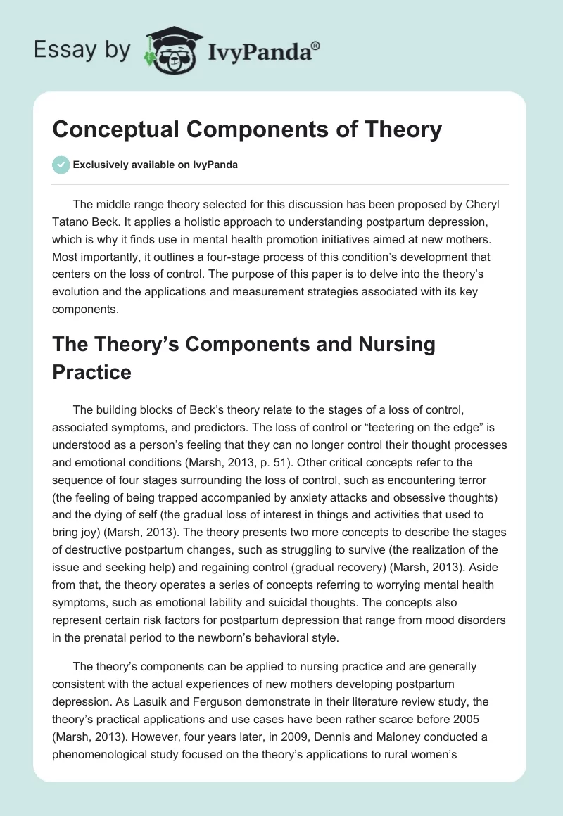 Conceptual Components of Theory. Page 1