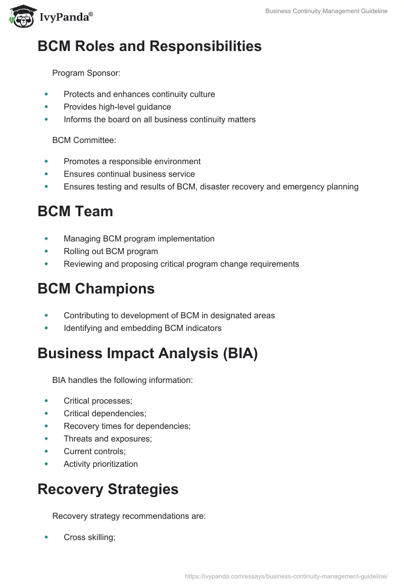 Business Continuity Management Guideline. Page 2
