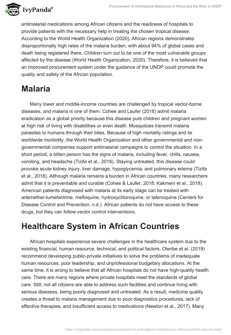 Procurement of Antimalarial Medicines in Africa and the Role of UNDP. Page 3
