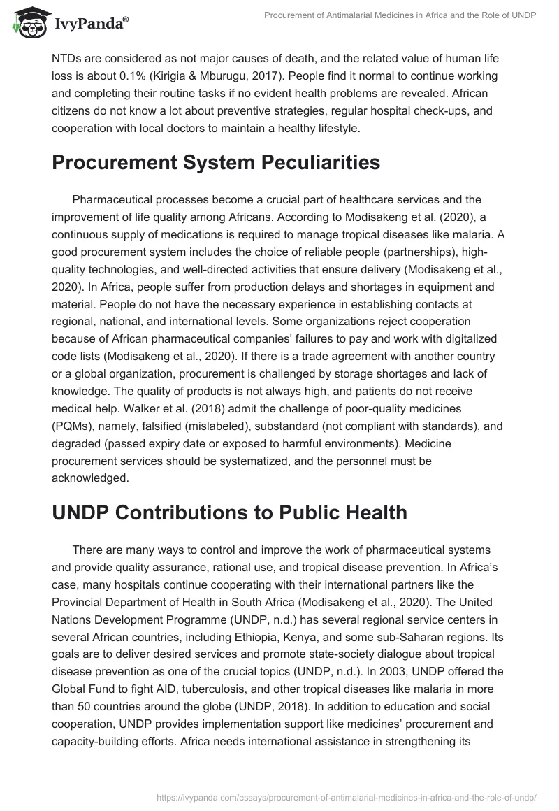 Procurement of Antimalarial Medicines in Africa and the Role of UNDP. Page 4