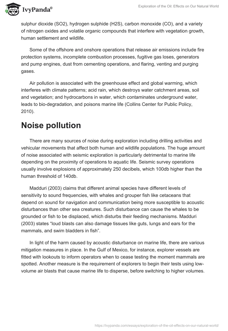 Exploration of the Oil: Effects on Our Natural World. Page 2