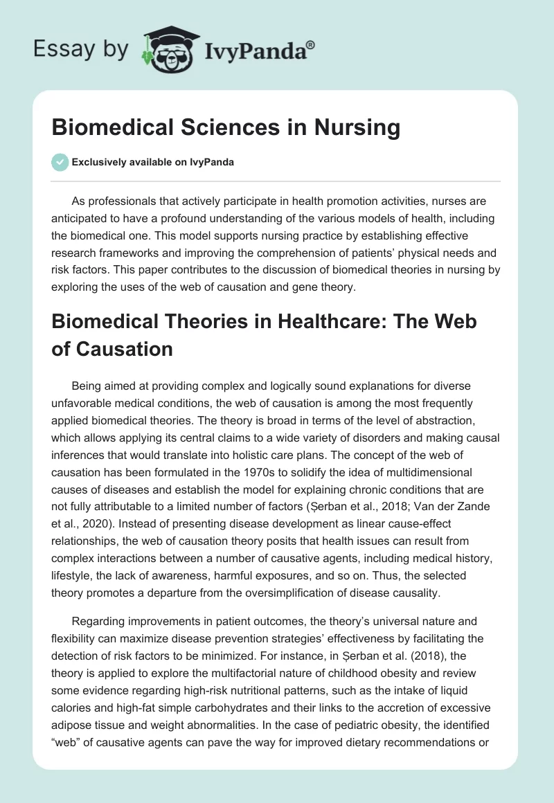 Biomedical Sciences in Nursing. Page 1