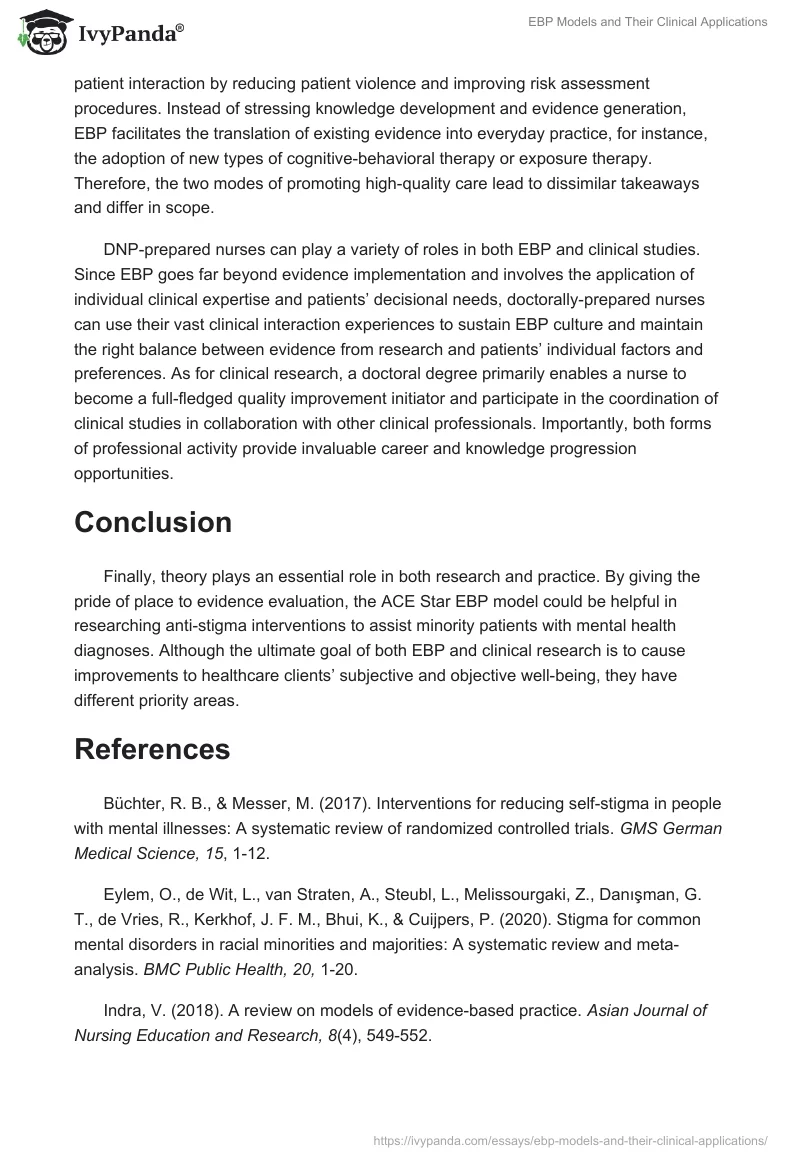 EBP Models and Their Clinical Applications. Page 3