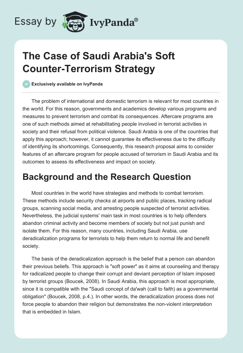 The Case of Saudi Arabia's Soft Counter-Terrorism Strategy. Page 1