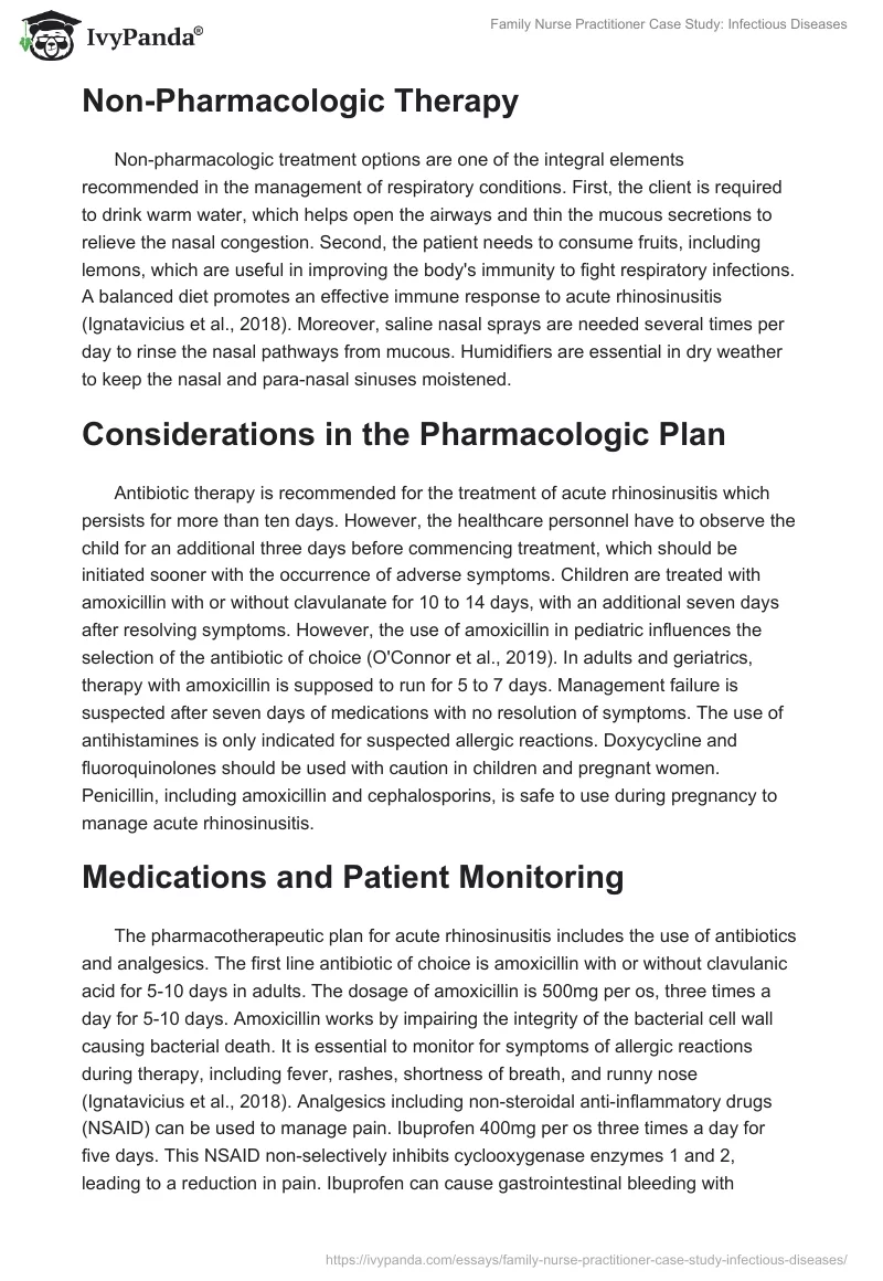Family Nurse Practitioner Case Study: Infectious Diseases. Page 3