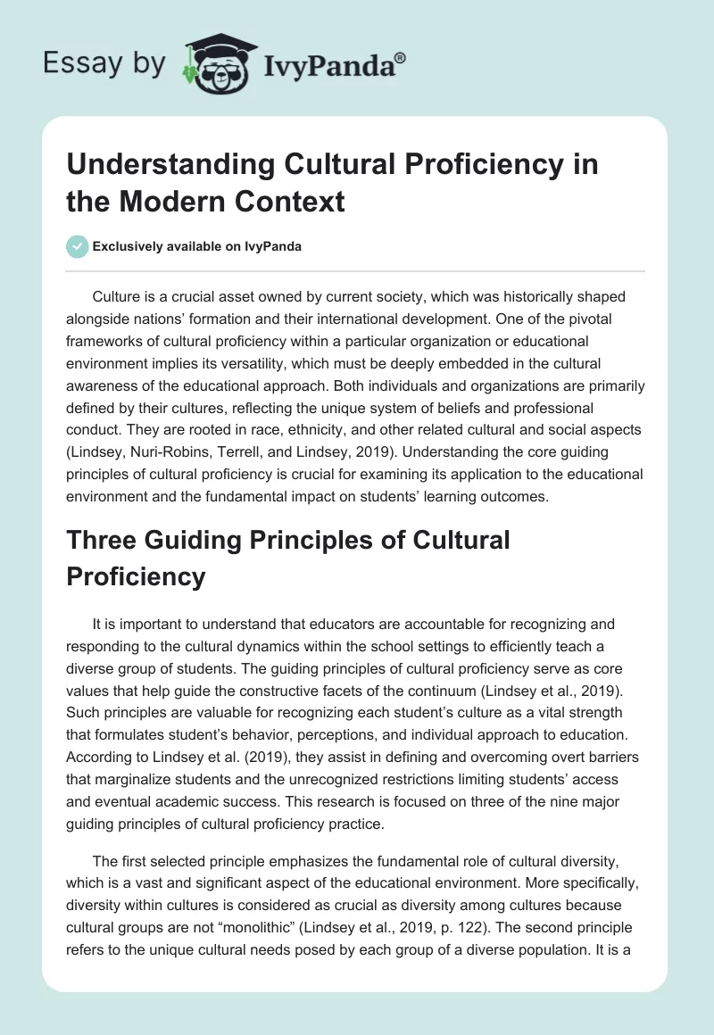 Understanding Cultural Proficiency in the Modern Context. Page 1