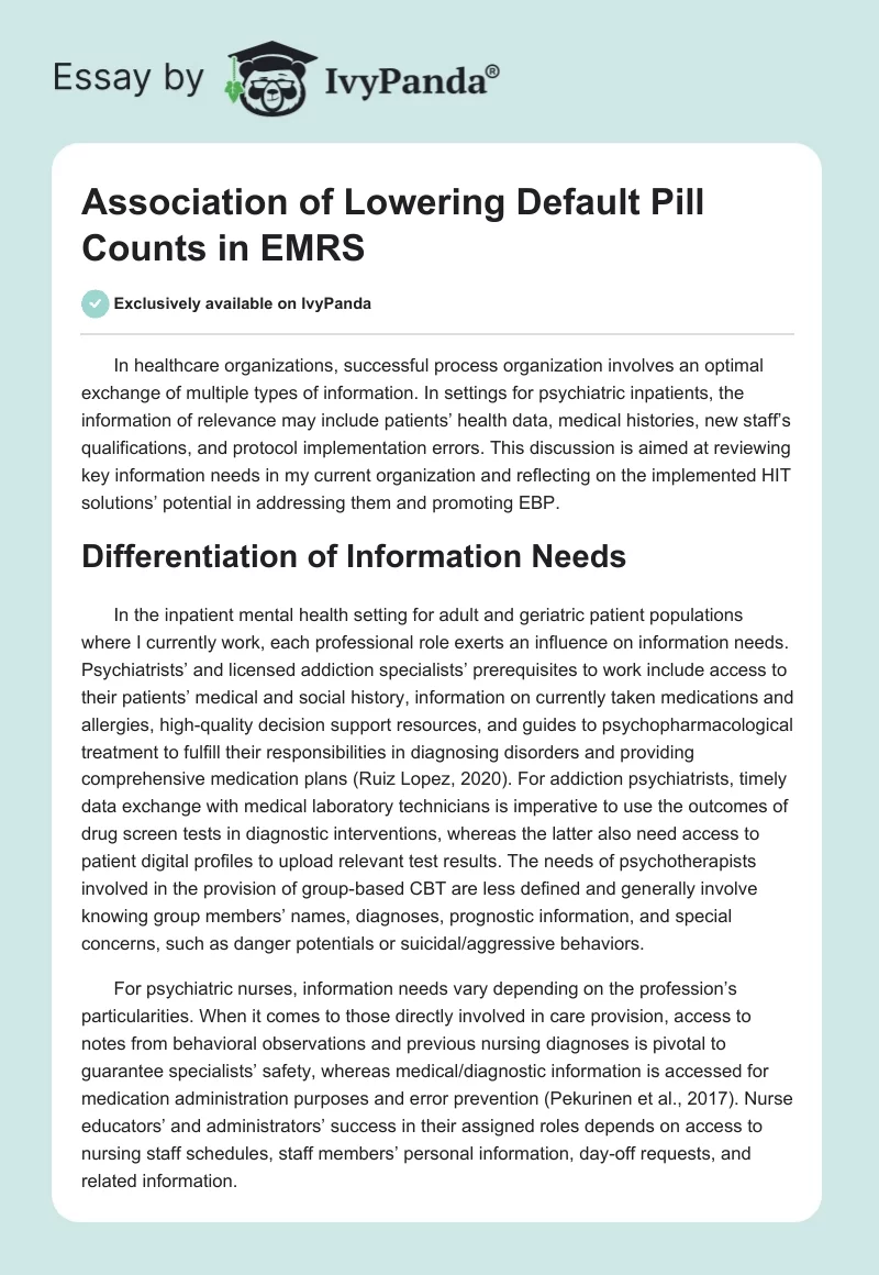 Association of Lowering Default Pill Counts in EMRS. Page 1