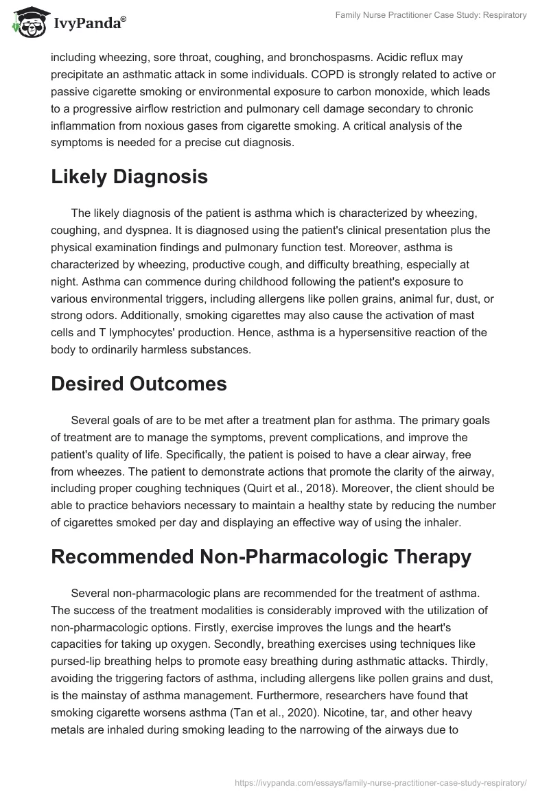 Family Nurse Practitioner Case Study: Respiratory. Page 2