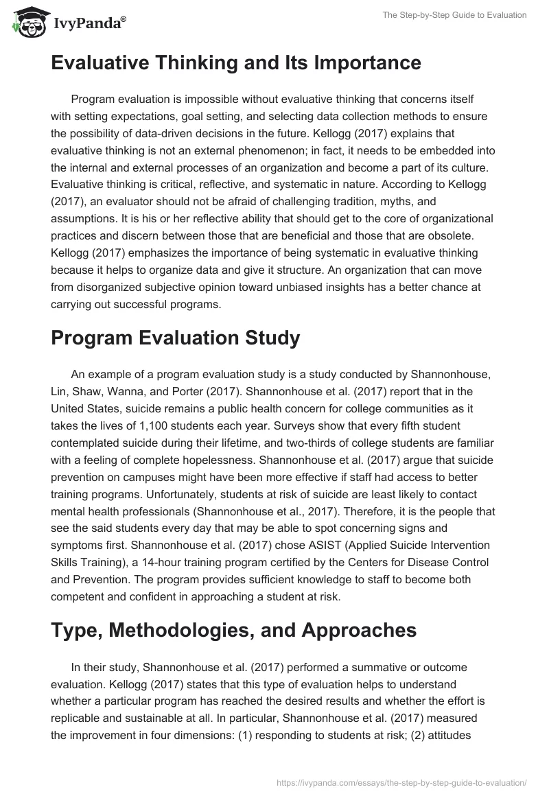 The Step-by-Step Guide to Evaluation. Page 2