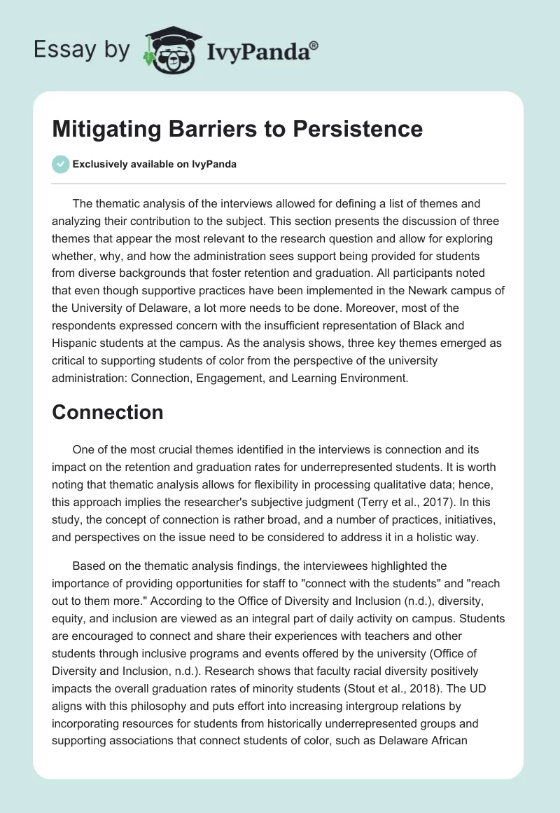 Mitigating Barriers to Persistence. Page 1
