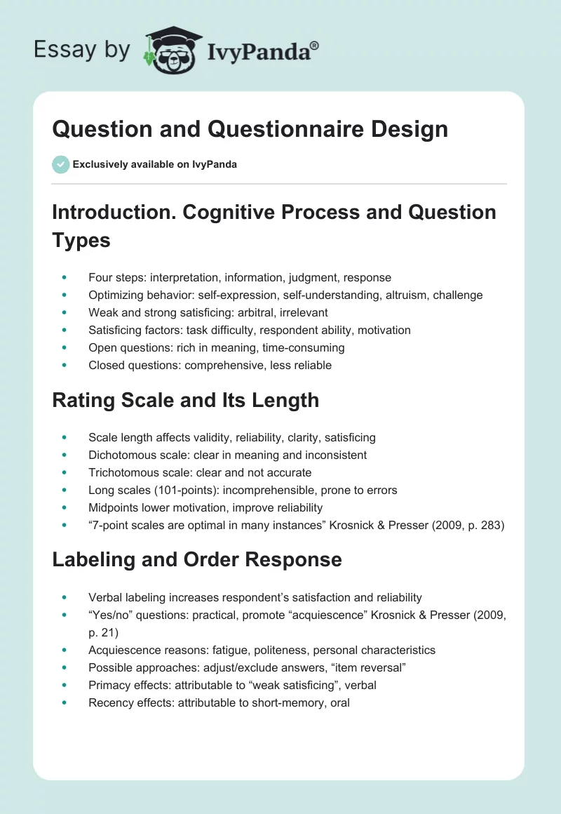 Question and Questionnaire Design. Page 1