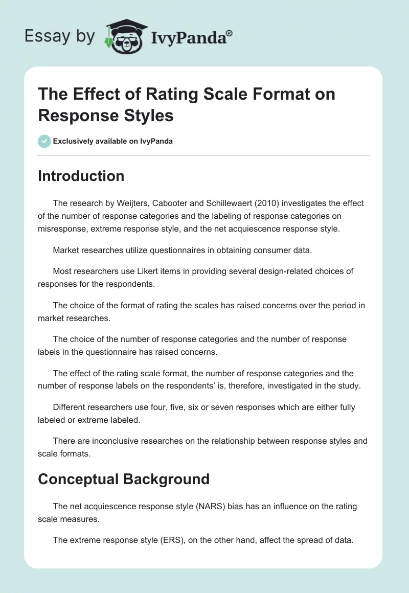 The Effect of Rating Scale Format on Response Styles. Page 1