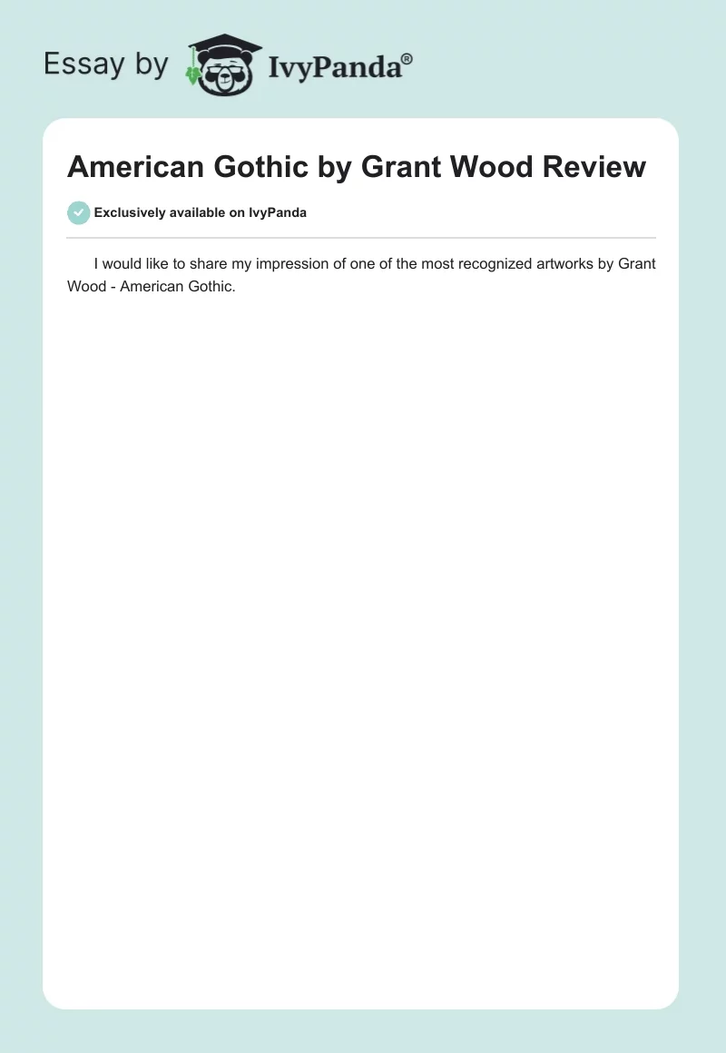 American Gothic by Grant Wood Review. Page 1