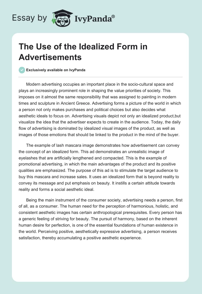 The Use of the Idealized Form in Advertisements. Page 1
