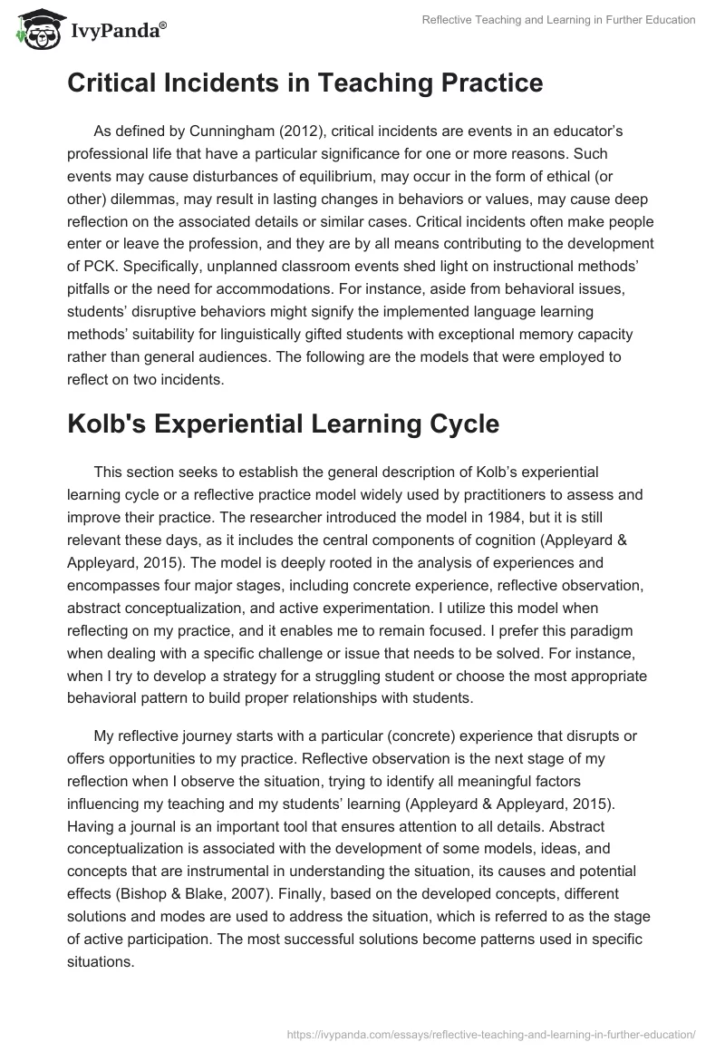 Reflective Teaching and Learning in Further Education. Page 3
