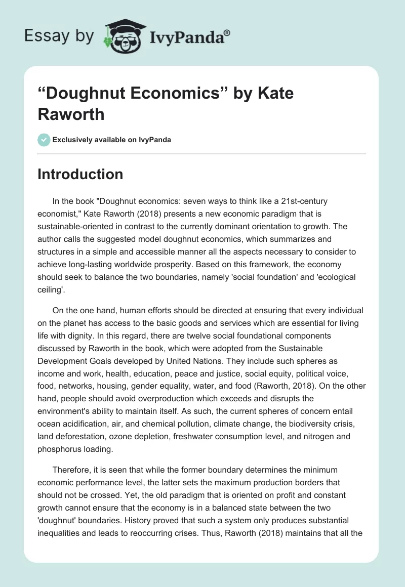 “Doughnut Economics” by Kate Raworth. Page 1