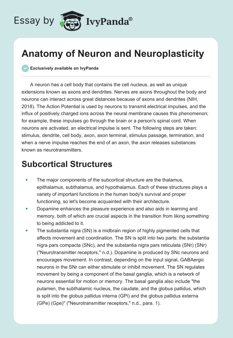 Anatomy of Neuron and Neuroplasticity. Page 1