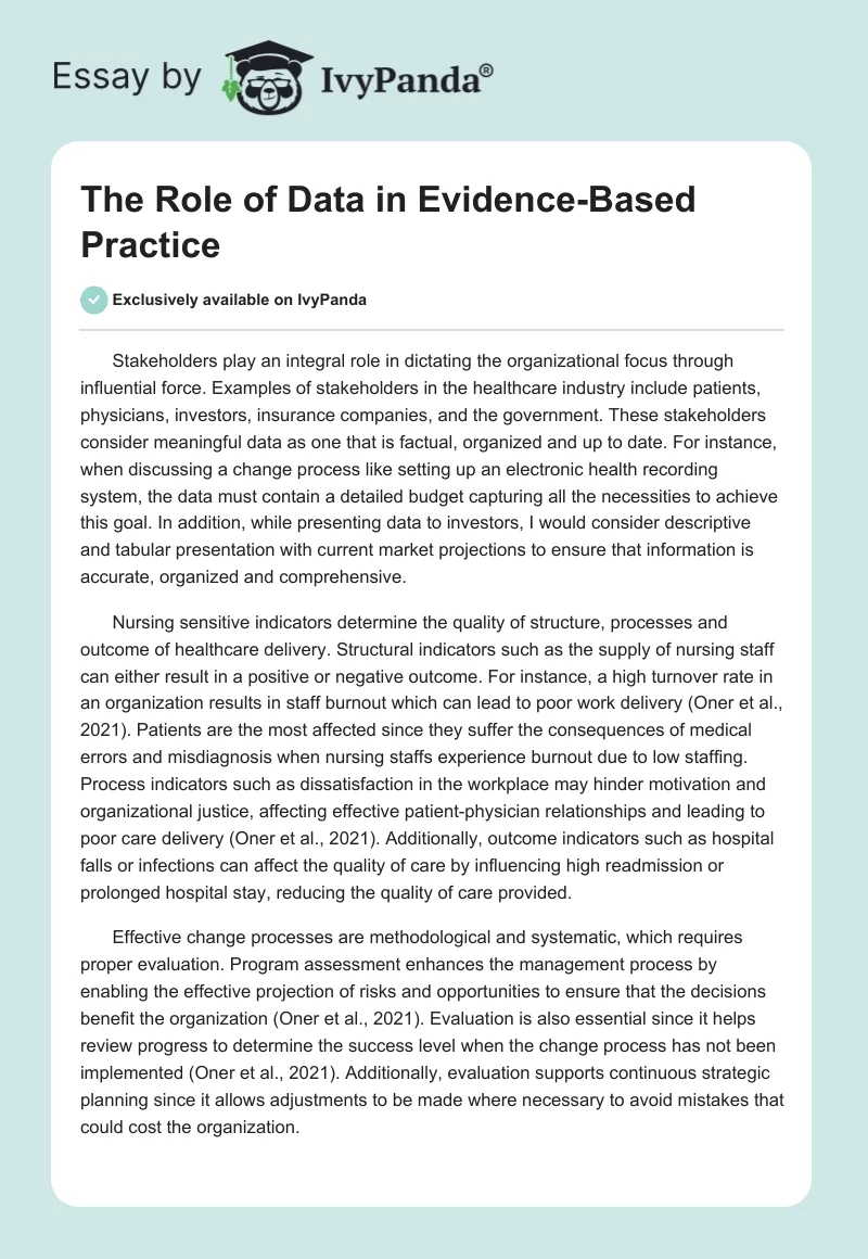 The Role of Data in Evidence-Based Practice. Page 1