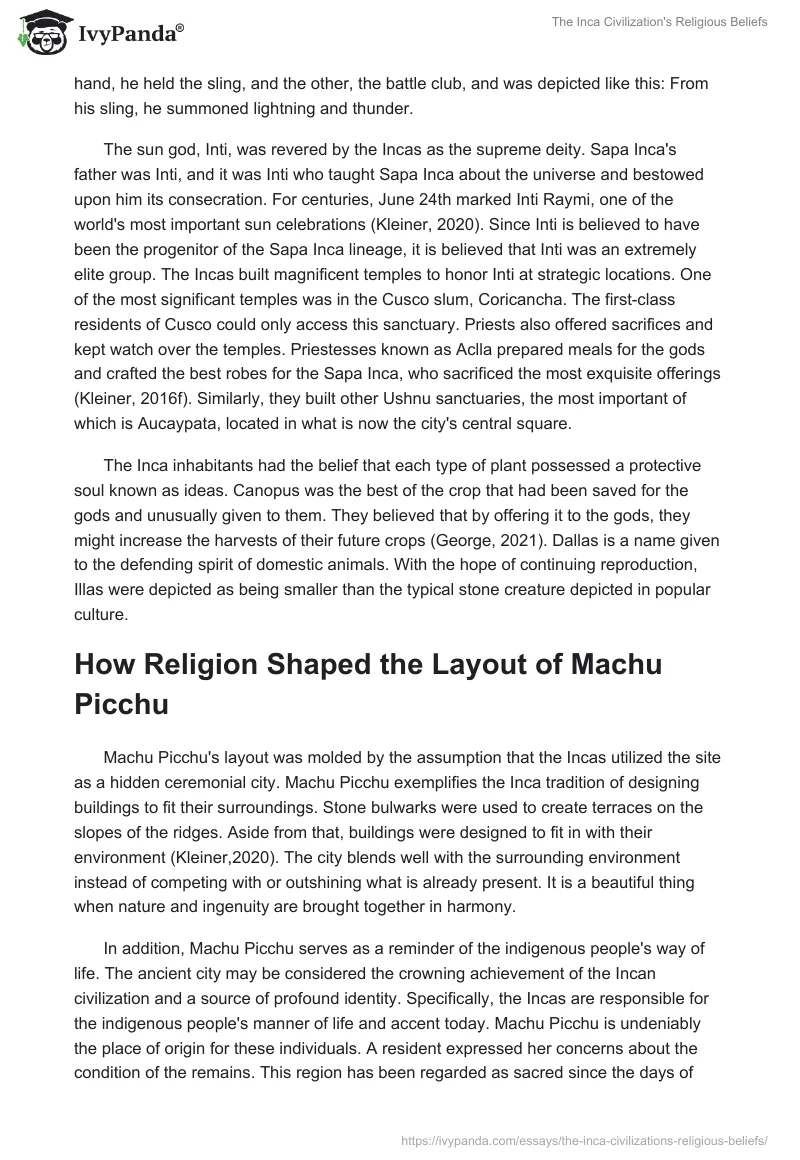 The Inca Civilization's Religious Beliefs. Page 2