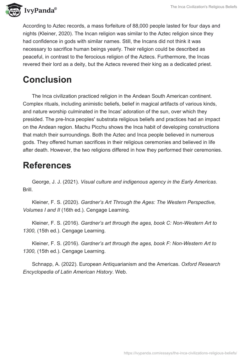 The Inca Civilization's Religious Beliefs. Page 4