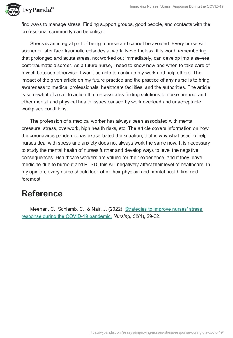 Improving Nurses’ Stress Response During the COVID-19. Page 2