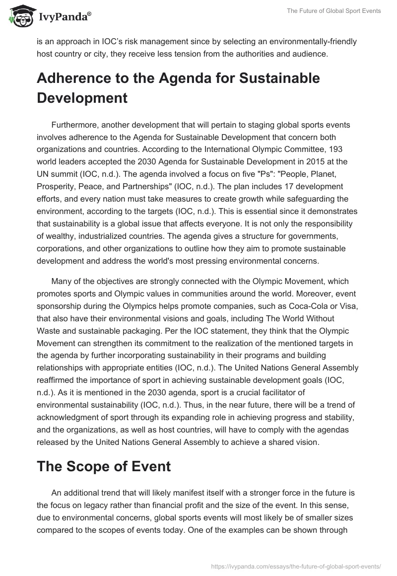 The Future of Global Sport Events. Page 2
