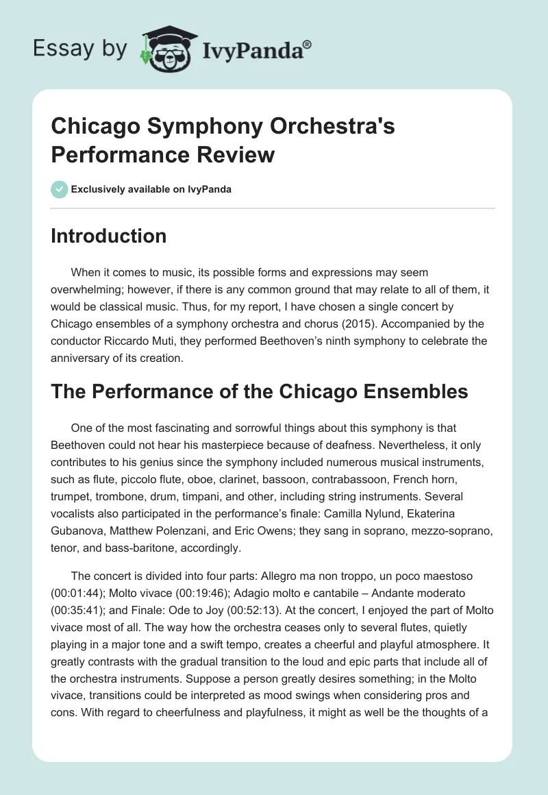 Chicago Symphony Orchestra's Performance Review. Page 1