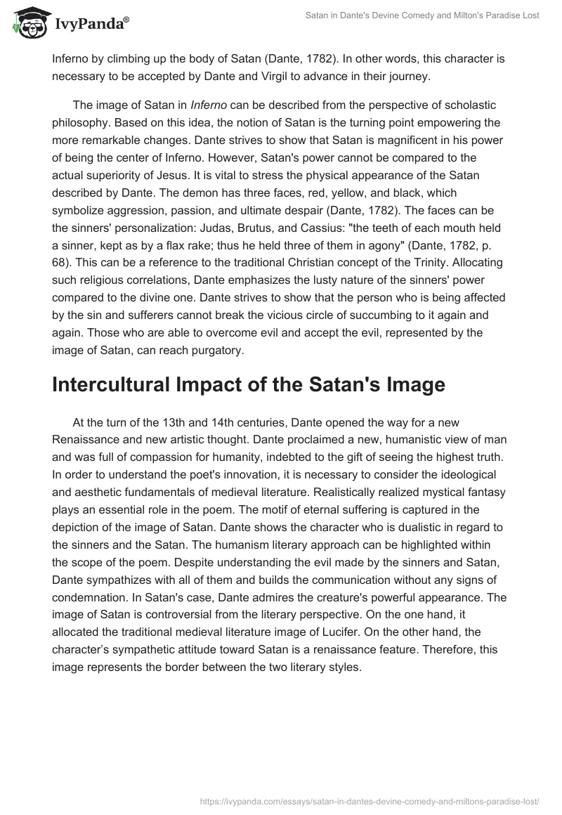 Satan in Dante's "Devine Comedy" and Milton's "Paradise Lost". Page 2