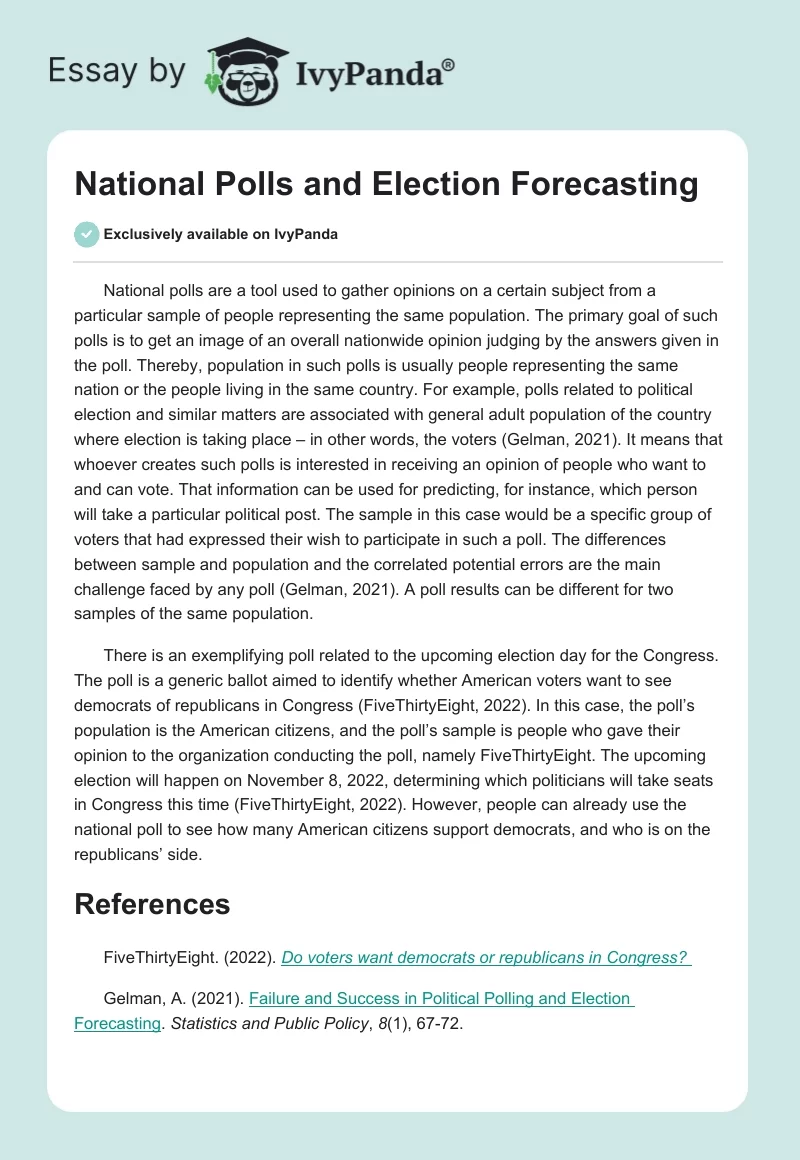 National Polls and Election Forecasting. Page 1