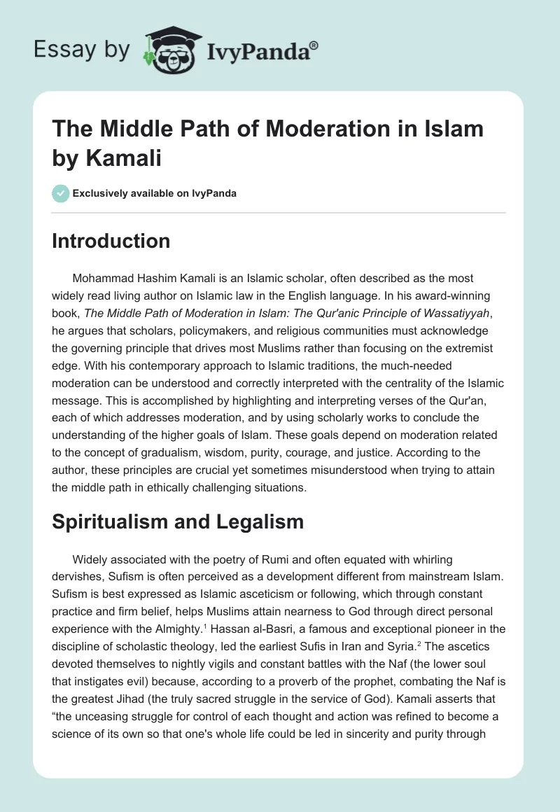 The Middle Path of Moderation in Islam by Kamali. Page 1