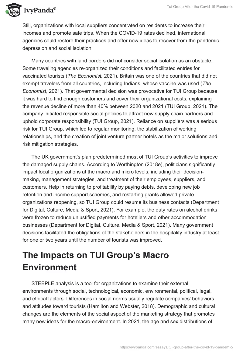 Tui Group After the Covid-19 Pandemic. Page 4