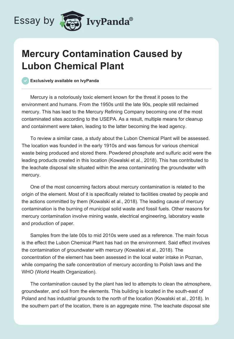 Mercury Contamination Caused by Lubon Chemical Plant. Page 1
