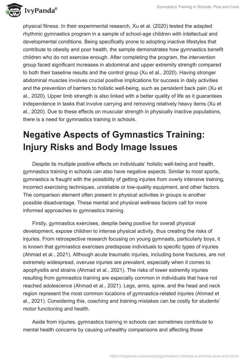 Gymnastics Training in Schools: Pros and Cons. Page 2