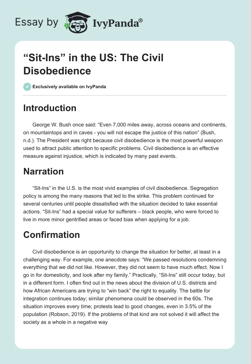 “Sit-Ins” in the US: The Civil Disobedience. Page 1