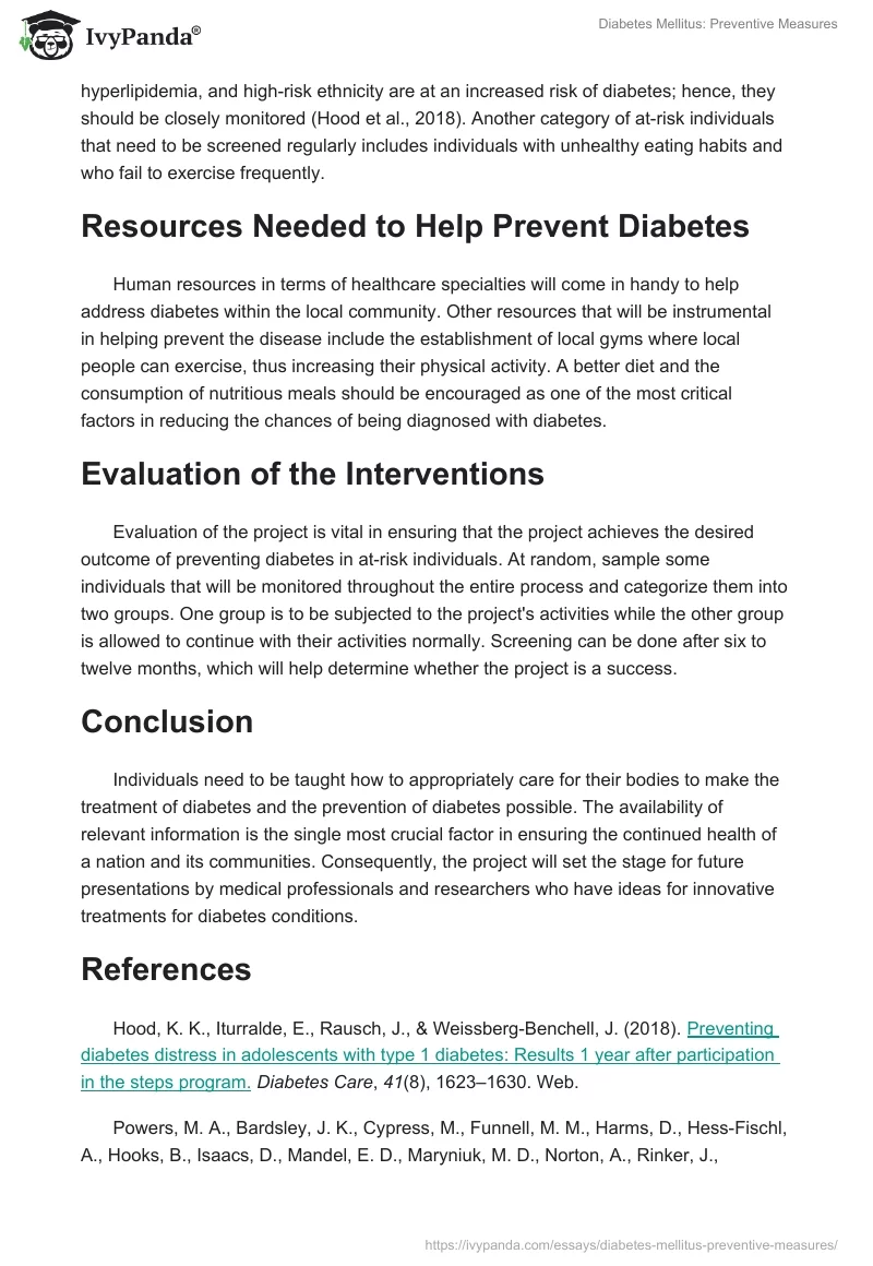 Diabetes Mellitus: Preventive Measures. Page 3