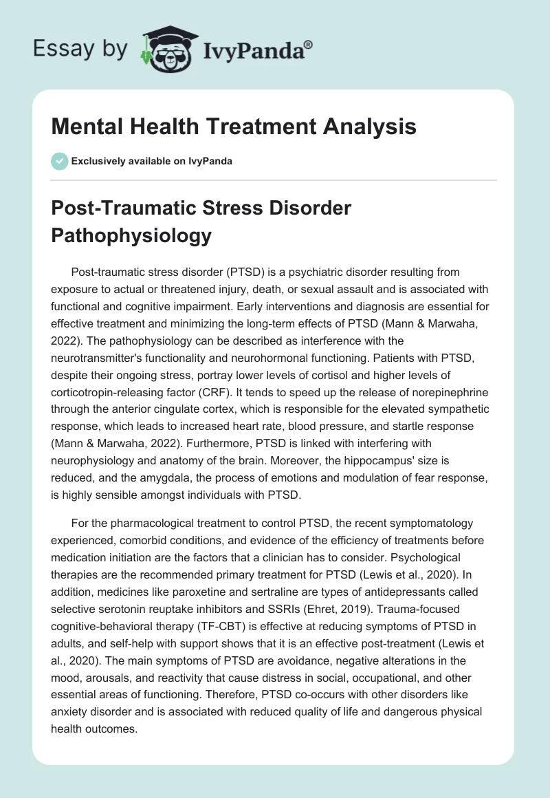 Mental Health Treatment Analysis. Page 1
