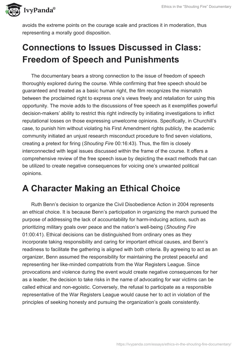 Ethics in the “Shouting Fire” Documentary. Page 2