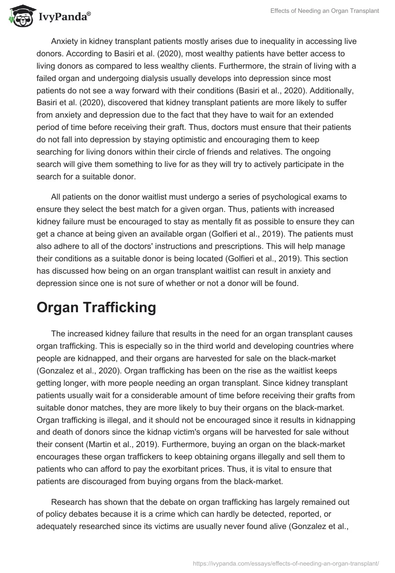 Effects of Needing an Organ Transplant. Page 2