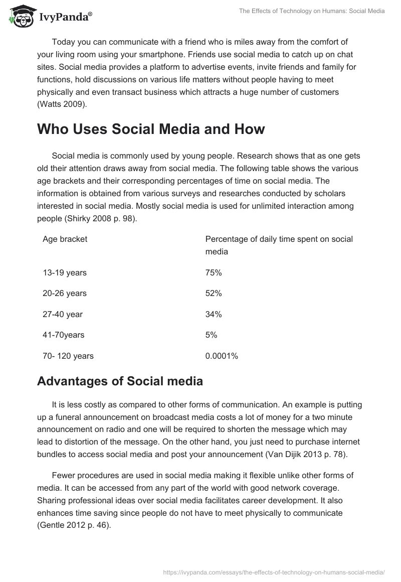 The Effects of Technology on Humans: Social Media. Page 2
