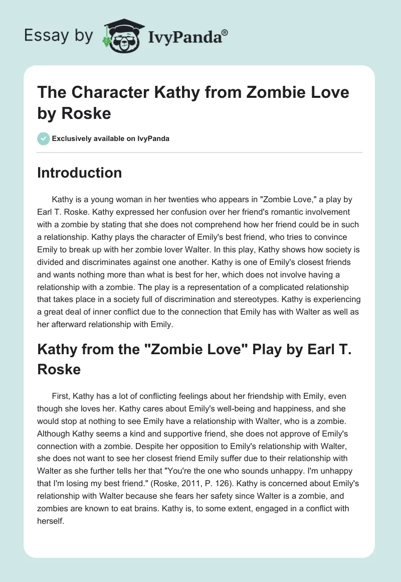 The Character Kathy from "Zombie Love" by Roske. Page 1