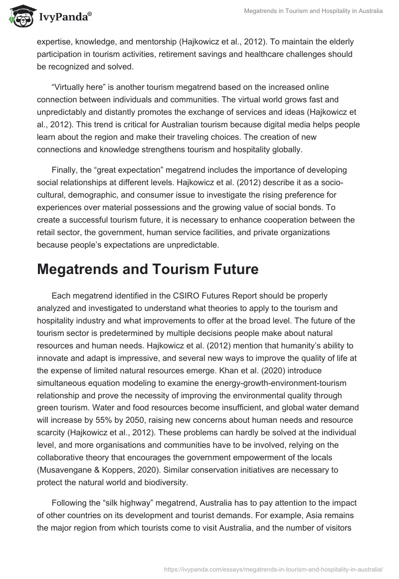 Megatrends in Tourism and Hospitality in Australia. Page 3