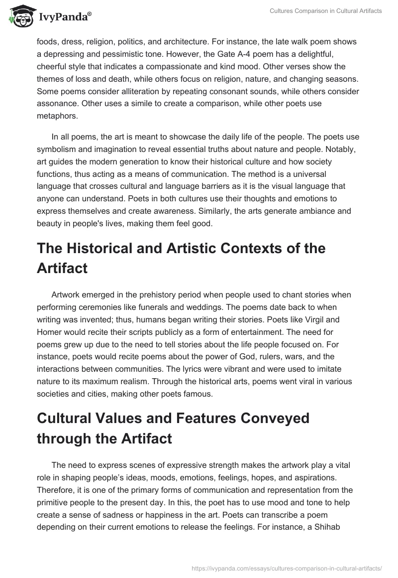 Cultures Comparison in Cultural Artifacts. Page 2