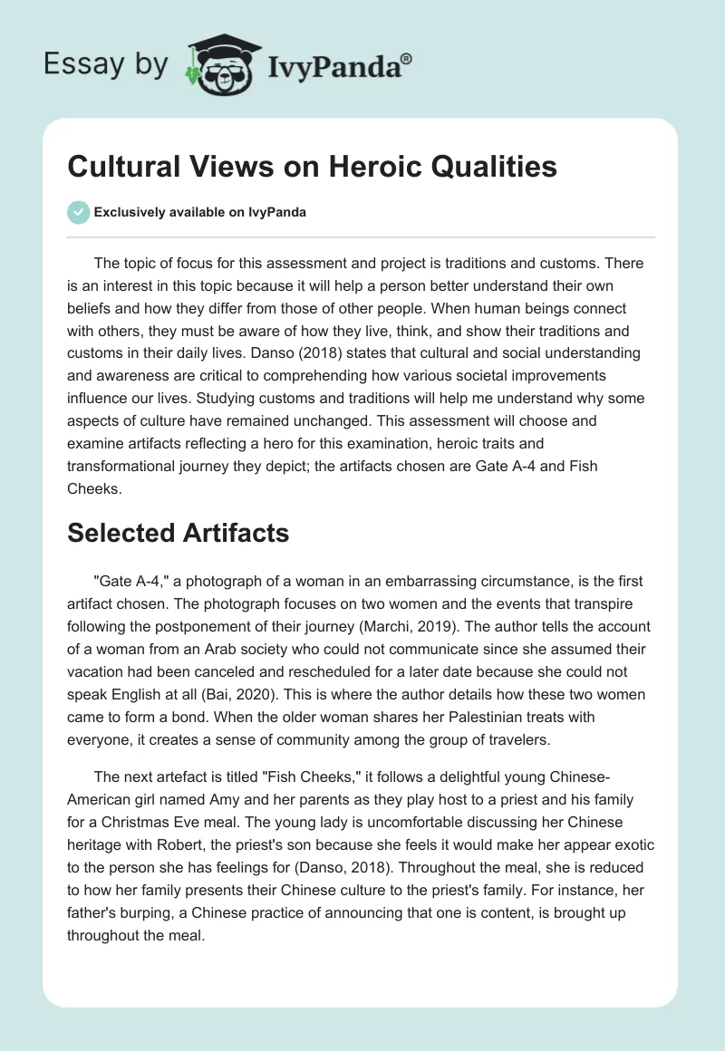 Cultural Views on Heroic Qualities. Page 1