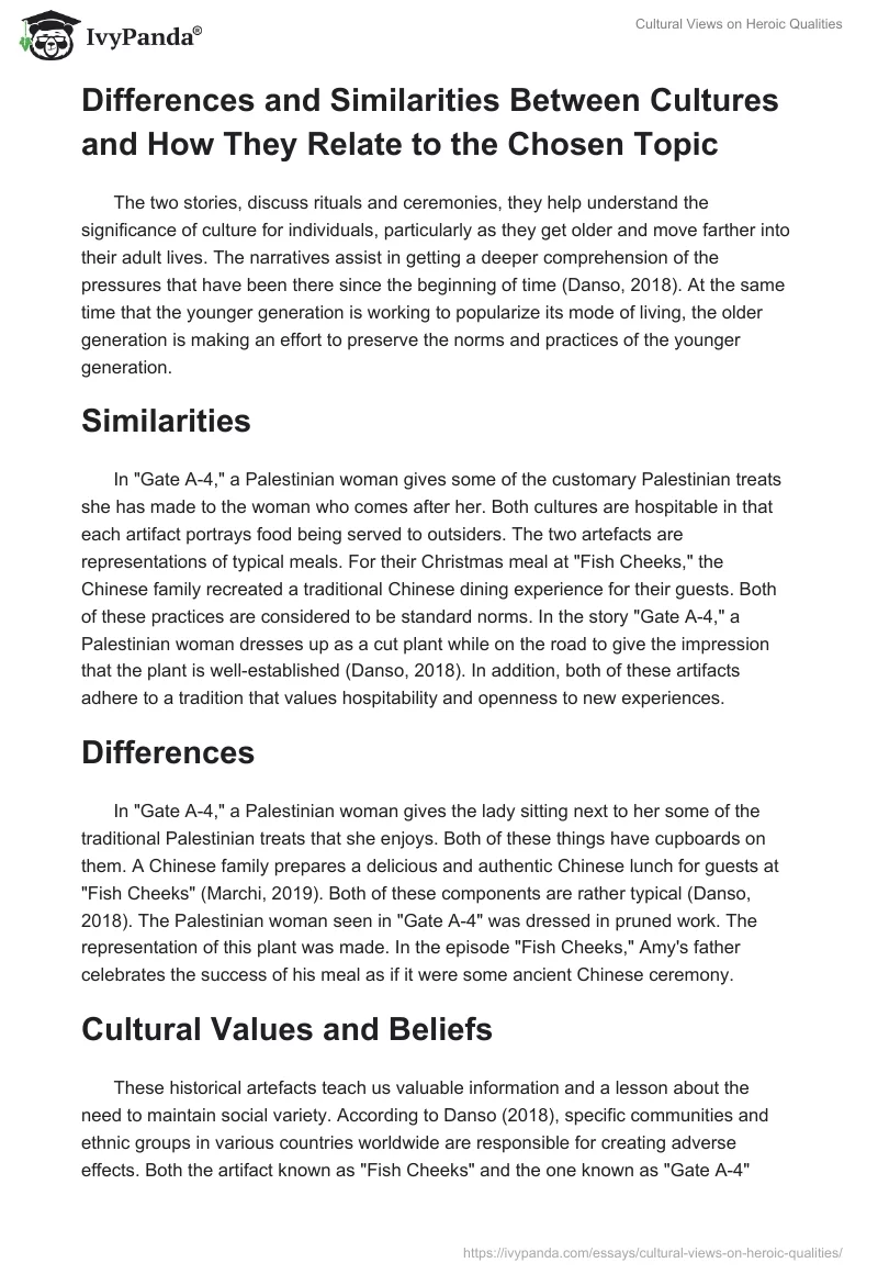 Cultural Views on Heroic Qualities. Page 2
