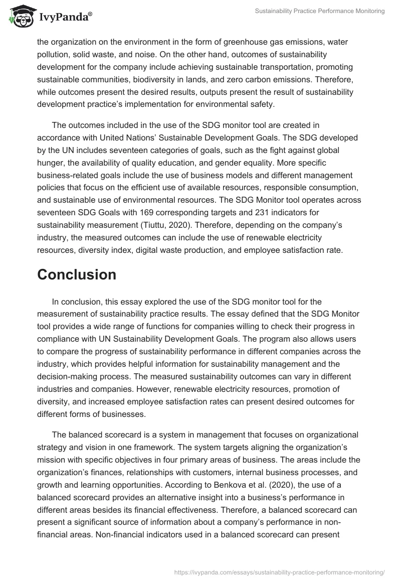 Sustainability Practice Performance Monitoring. Page 2
