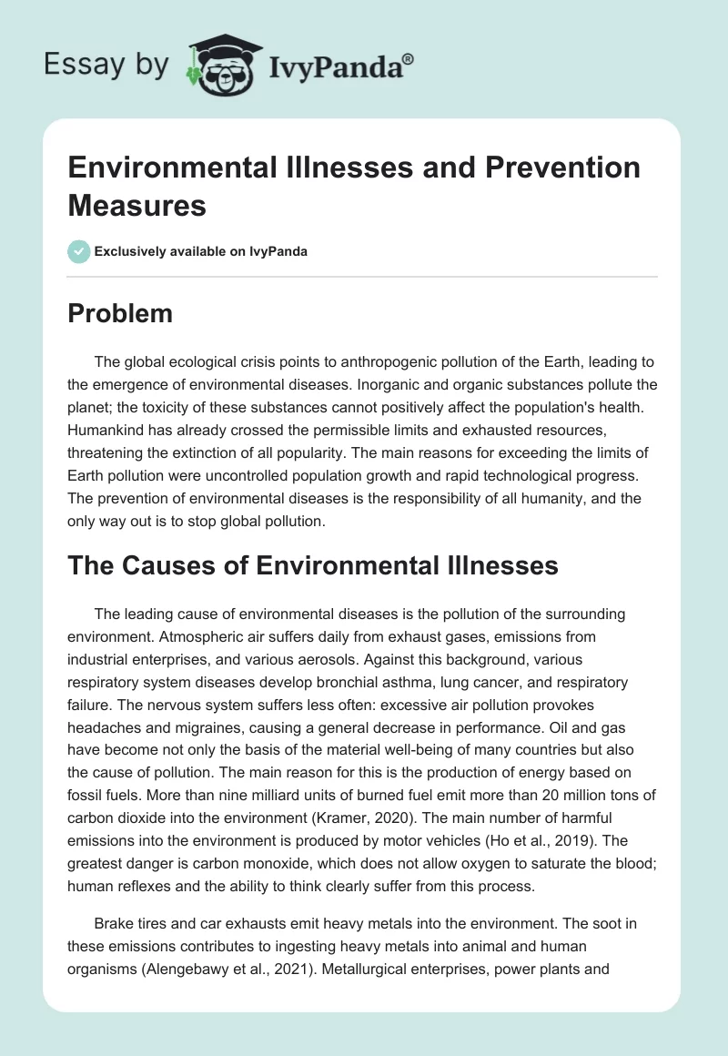 Environmental Illnesses and Prevention Measures. Page 1