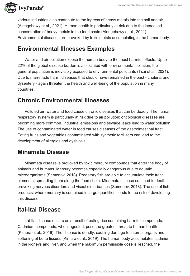 Environmental Illnesses and Prevention Measures. Page 2