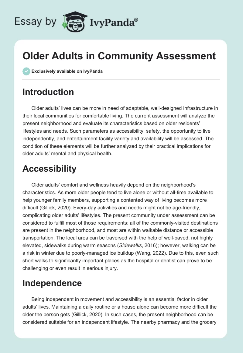 Older Adults in Community Assessment. Page 1